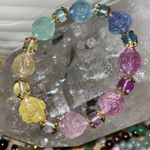 rainbow flourite rose bracelet